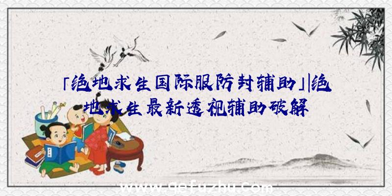 「绝地求生国际服防封辅助」|绝地求生最新透视辅助破解